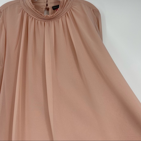 NWT Vince Camuto Pink High Neck Pleated Blouse LG - Picture 5 of 16